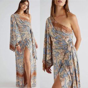 Free People Pardon My French One Shoulder Printed Maxi Dress